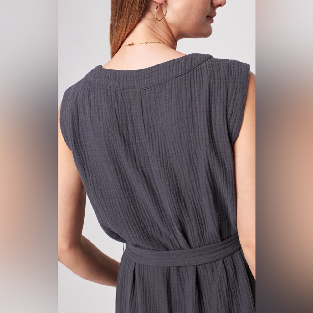 Faherty Dream Cotton Gauze Costa Dress in Washed Black 25198 - Picture 5 of 15